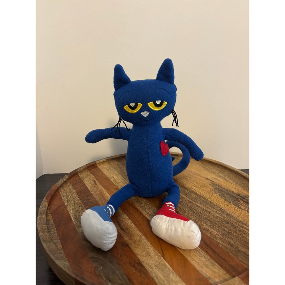 Pete the Cat Plush Stuffed Animal Blue Cat with Red Heart and Mismatched Shoes